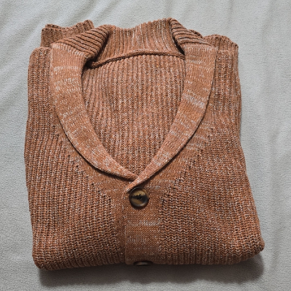 Warm Men's Brown Knit Cardigan